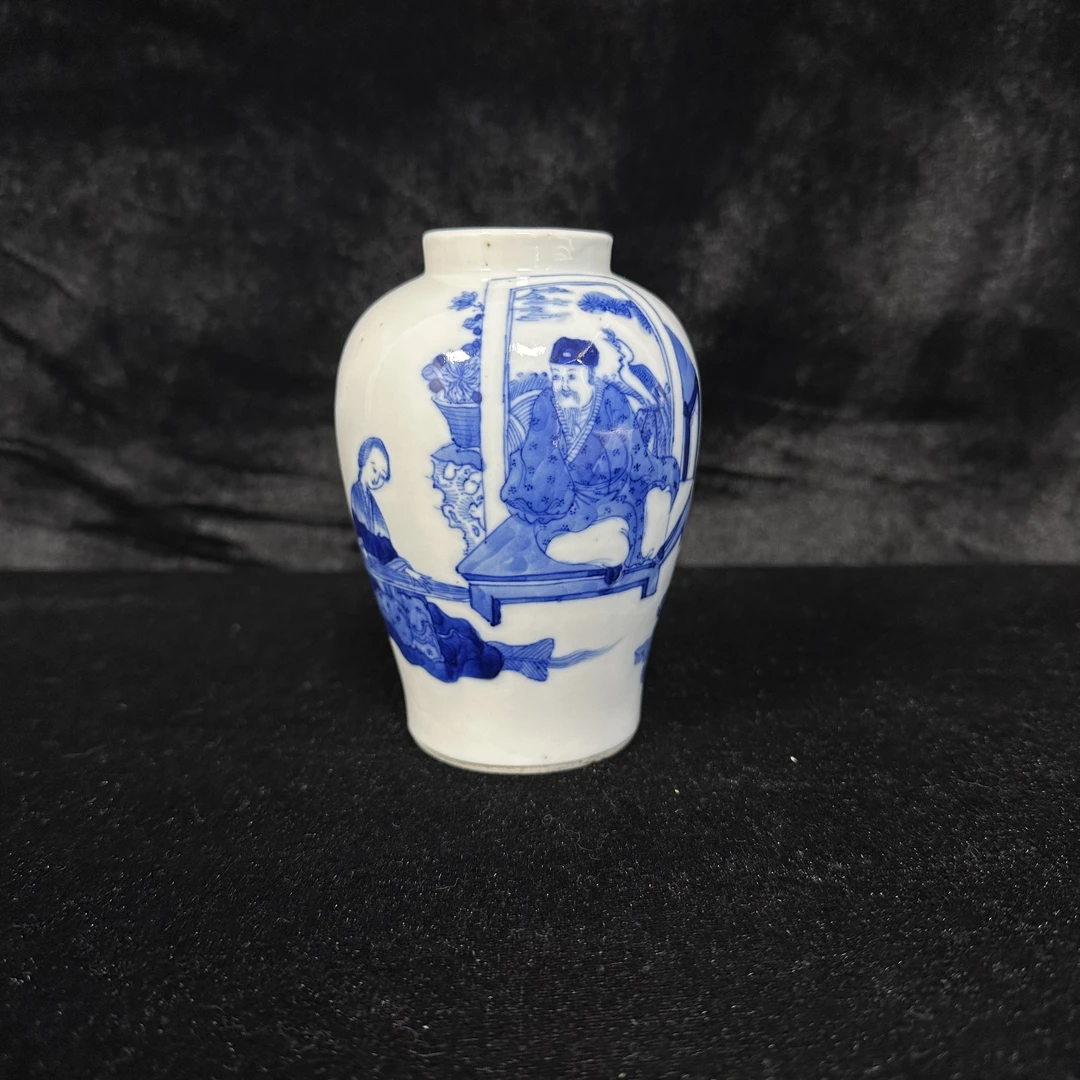 青花人物太白罐 高12cm