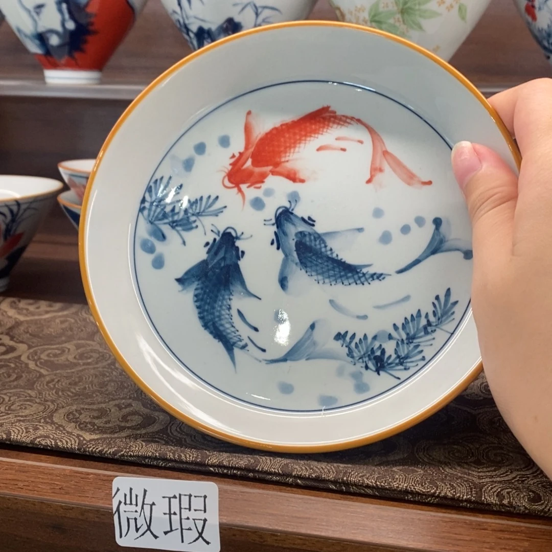 釉下彩老陶泥手工绘制