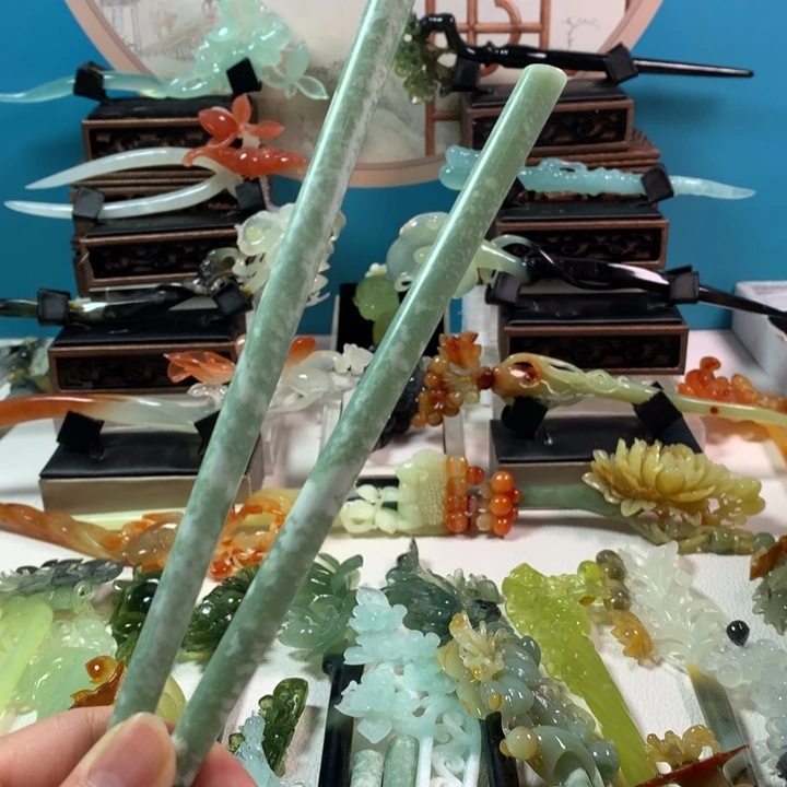 蛇纹石玉发簪未镶嵌u****2