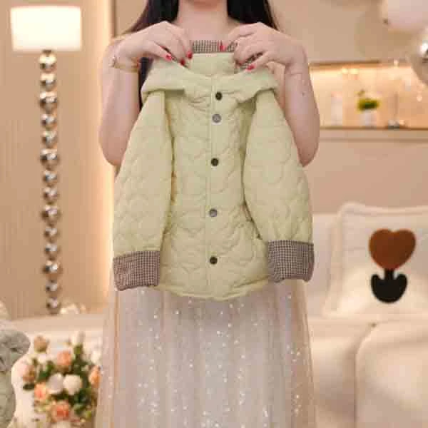 【九糖】女童黄色棉衣夹棉加厚连帽外套2025秋冬季中大童棉服