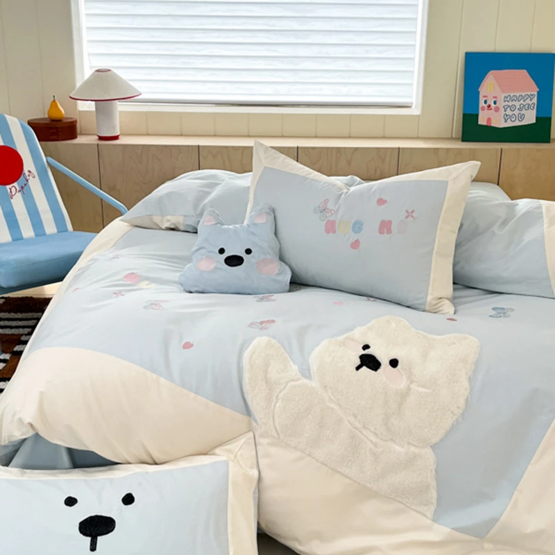 小温暖 幸运降临 全棉水洗棉四件套 小清新卡通四件套