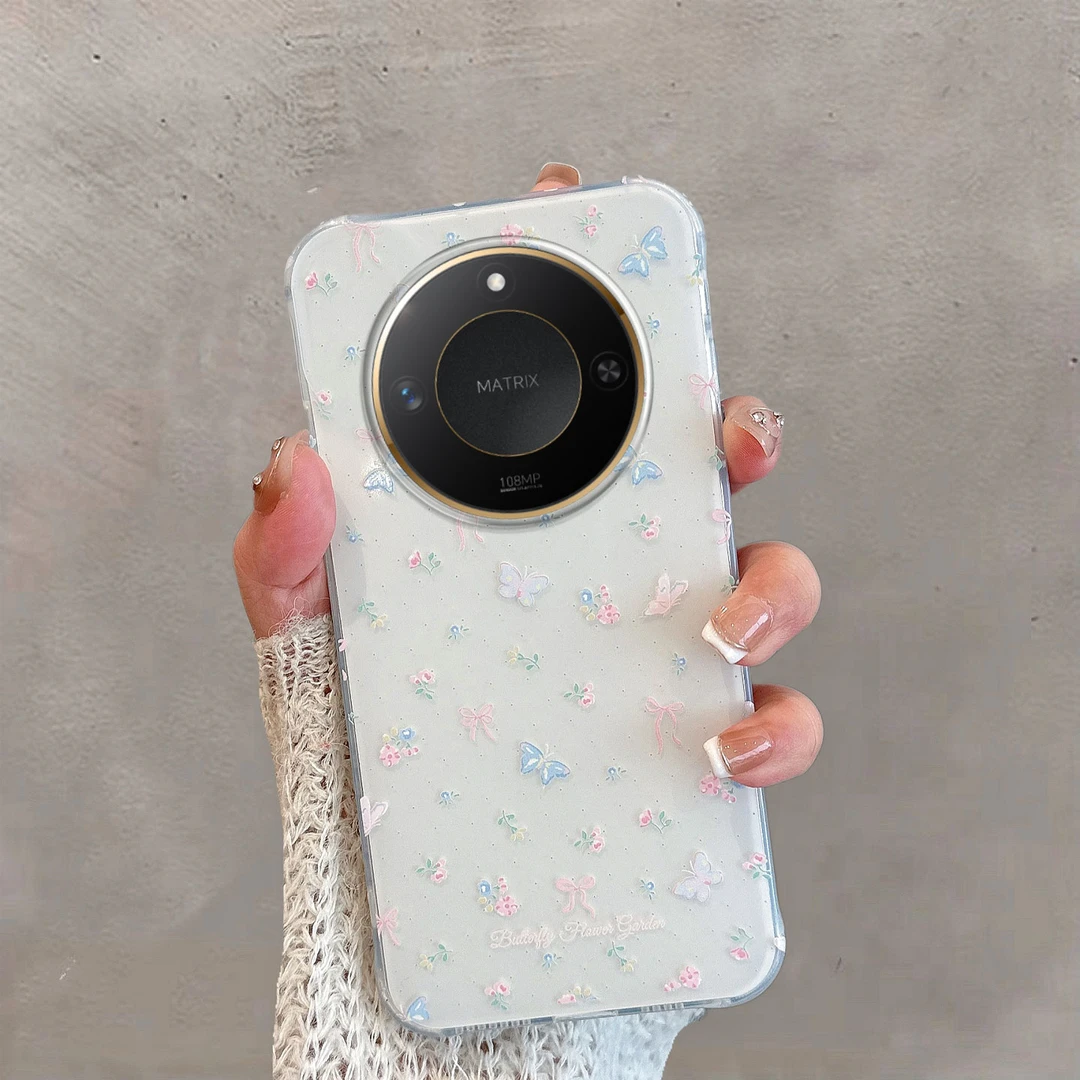 适用于华为荣耀x60手机壳brc-an00新款女小清新蝴蝶薄款不包镜头