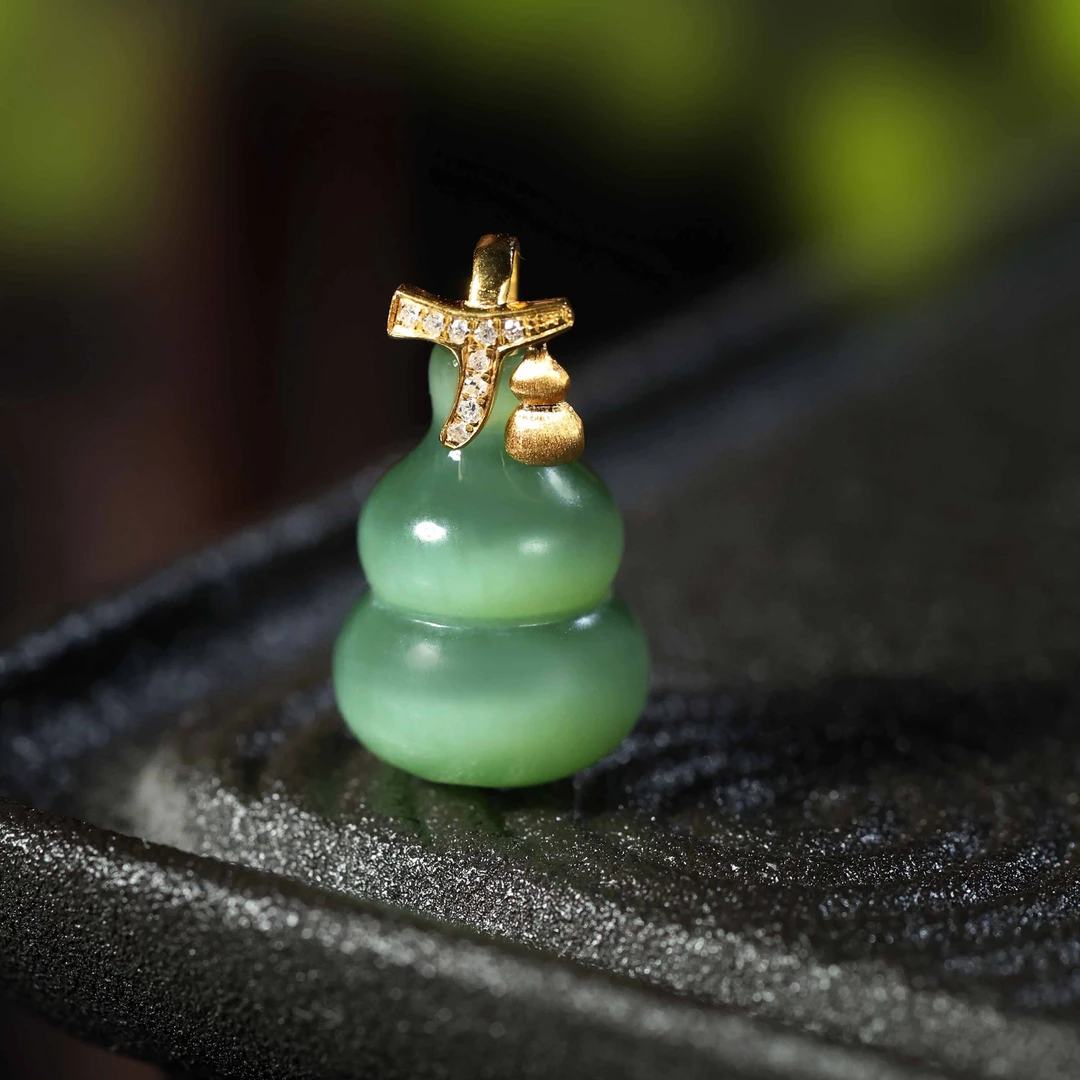 福禄双至/18K金碧玉猫眼吊坠DD