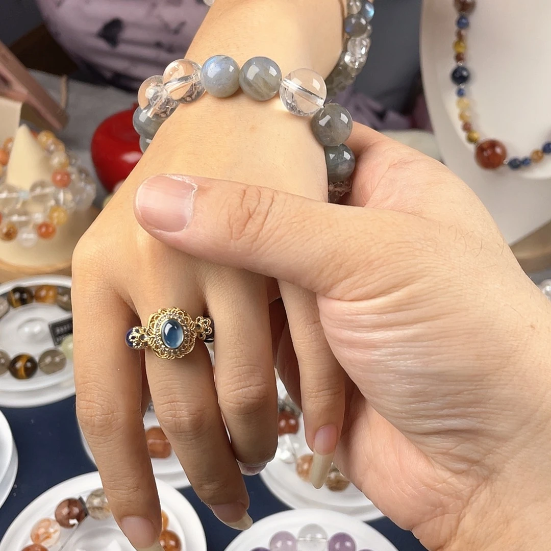 银S925镶嵌手链烟晶