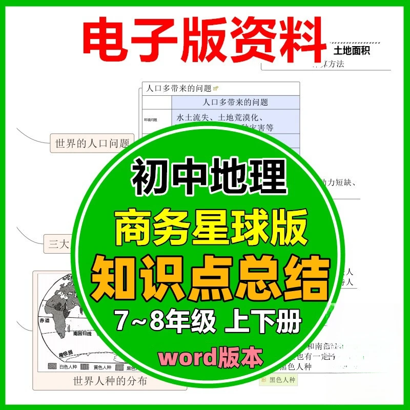 商务星球版初中考地理知识点总结七八年级上下期末复习电子版资料