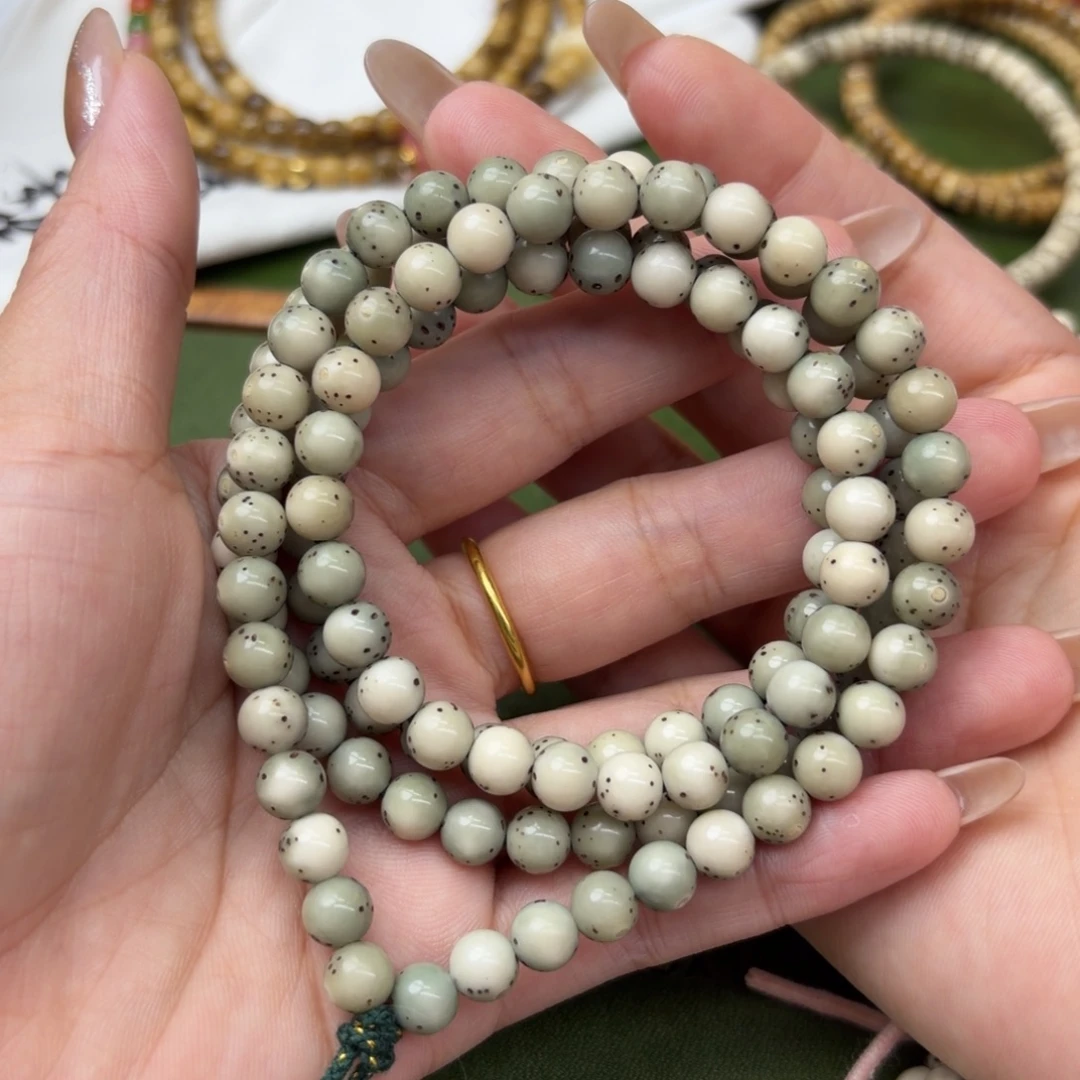 手串星月菩提7mm圆珠108❗️大留白❗️玉化冰糖石玉料❗️
