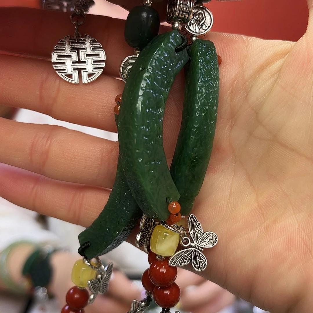 和田玉（碧玉）手链未镶嵌方糖发其一