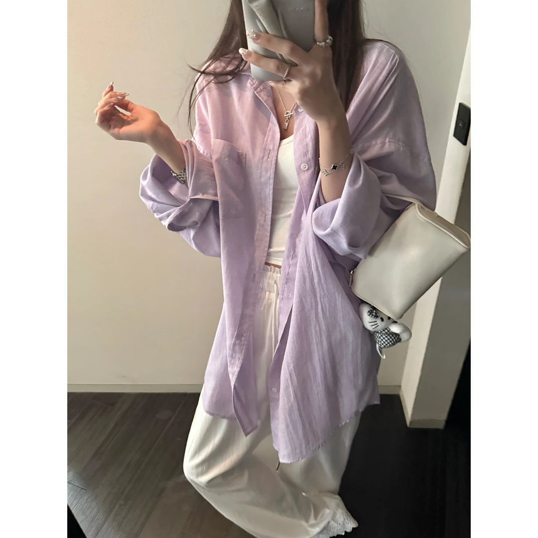 VUMP浅夏&轻盈感宽松薄款显瘦遮胯防晒大衬衫开衫外套女春夏新款