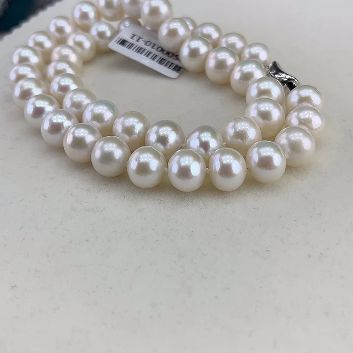 淡水珍珠银S925镶嵌颈饰10-11极光炫彩高品