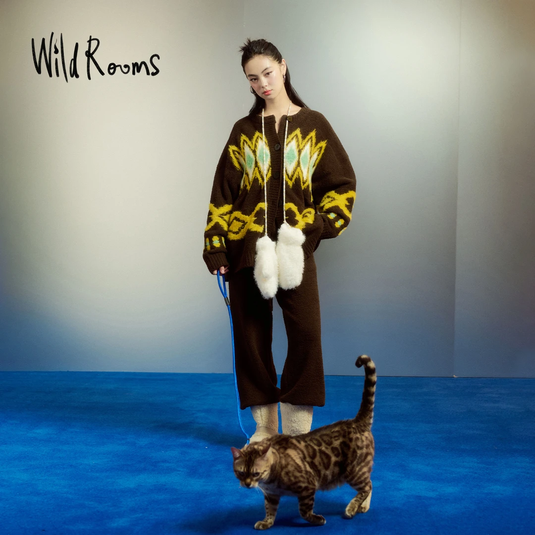 WildRooms秋冬菲尔岛风家居服睡衣套装半边绒提花保暖