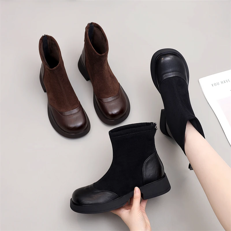 2025新款厚底马丁靴女秋冬加棉保暖棉鞋高帮时尚舒适搭配短裙短靴