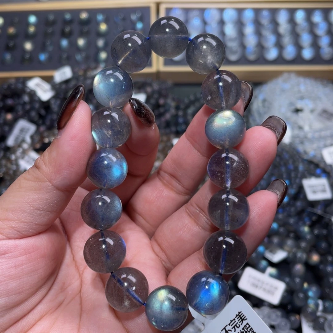拉长石手链未镶嵌?*巫灰月光手链13mm+