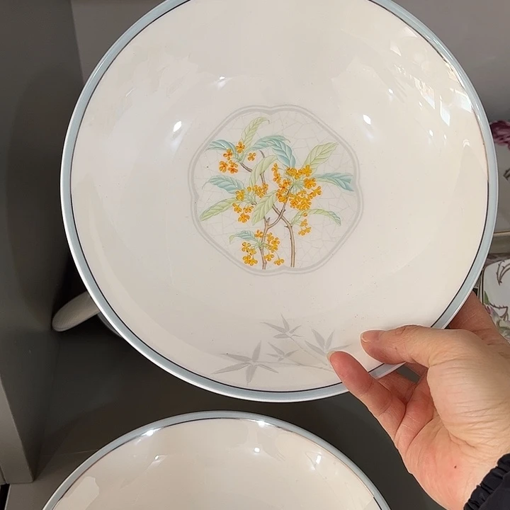 瓷片微瑕骨瓷福桂满庭桂花两个