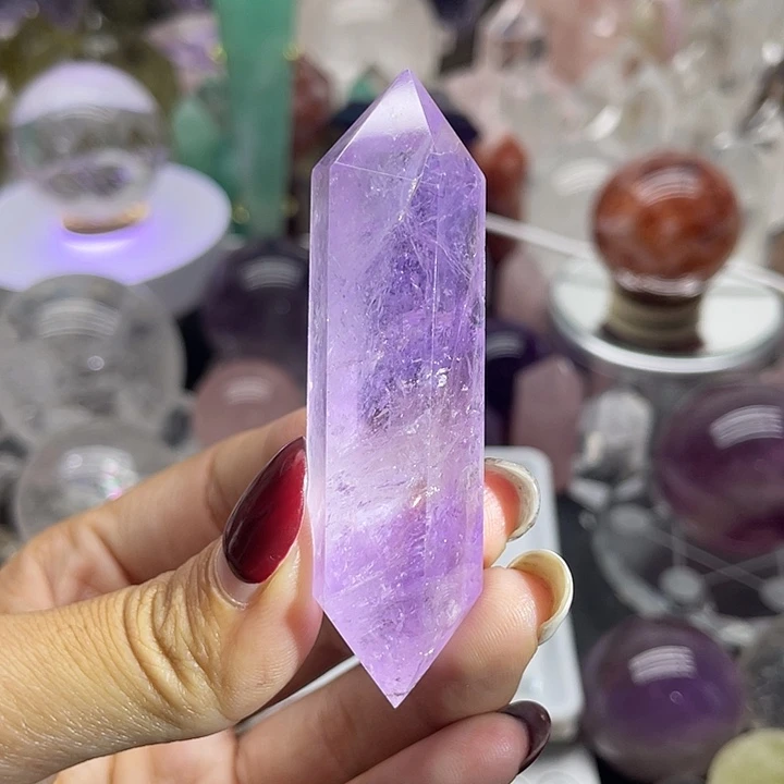 未镶嵌珠宝半成品水晶69紫水晶双尖高6.9宽2