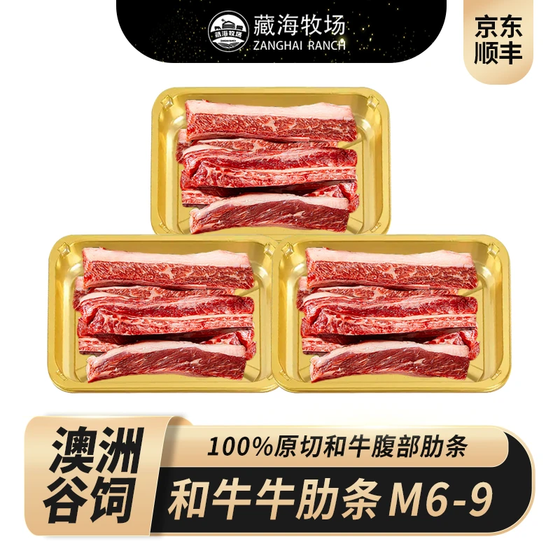 藏海牧场和牛牛肋条M6-9新鲜进口原切牛肋条牛肉500g*3盒烧烤烤肉