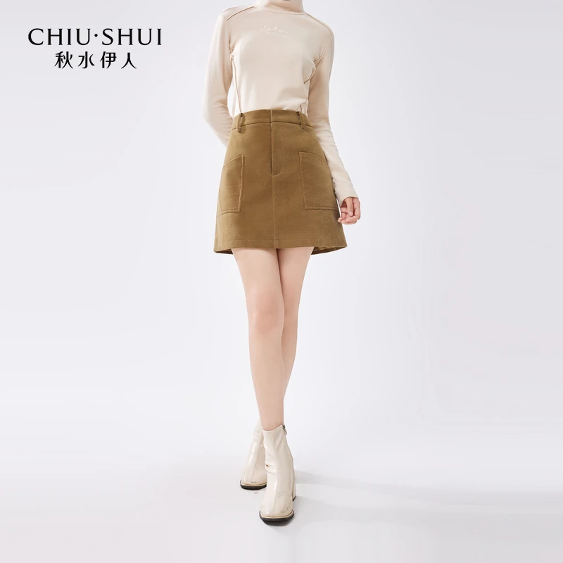 【嘉尔专属】秋水伊人短裙女装工装口袋A字半身裙624409A090388