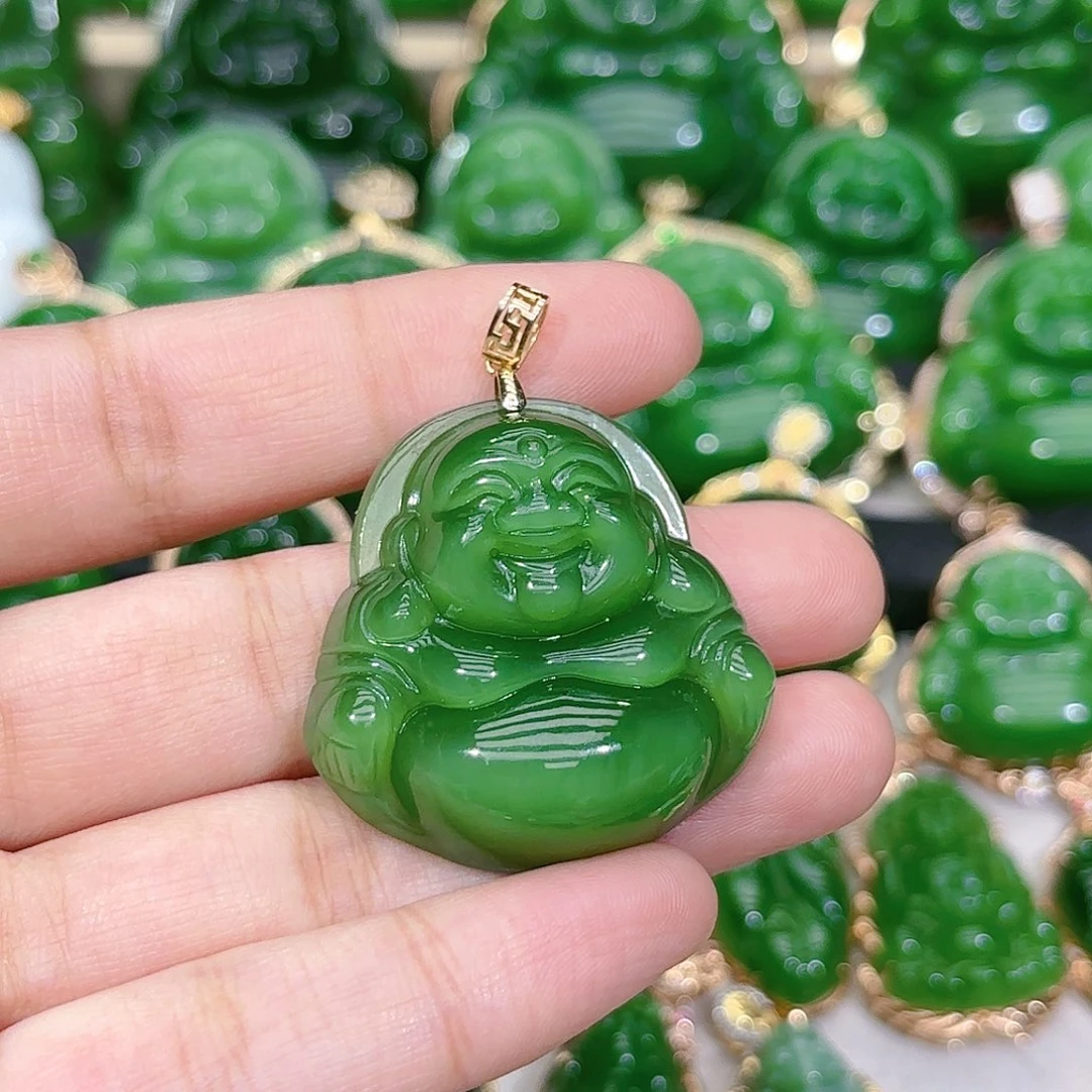 和田玉（碧玉）颈饰18K金镶嵌