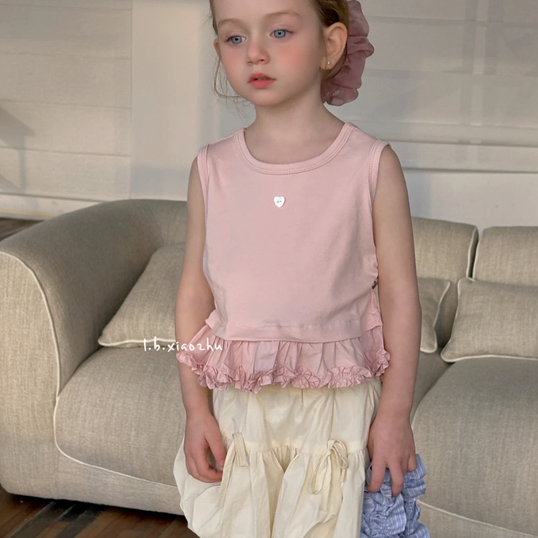 H4-2。2583 女童夏款爱心小背心童装潮流
