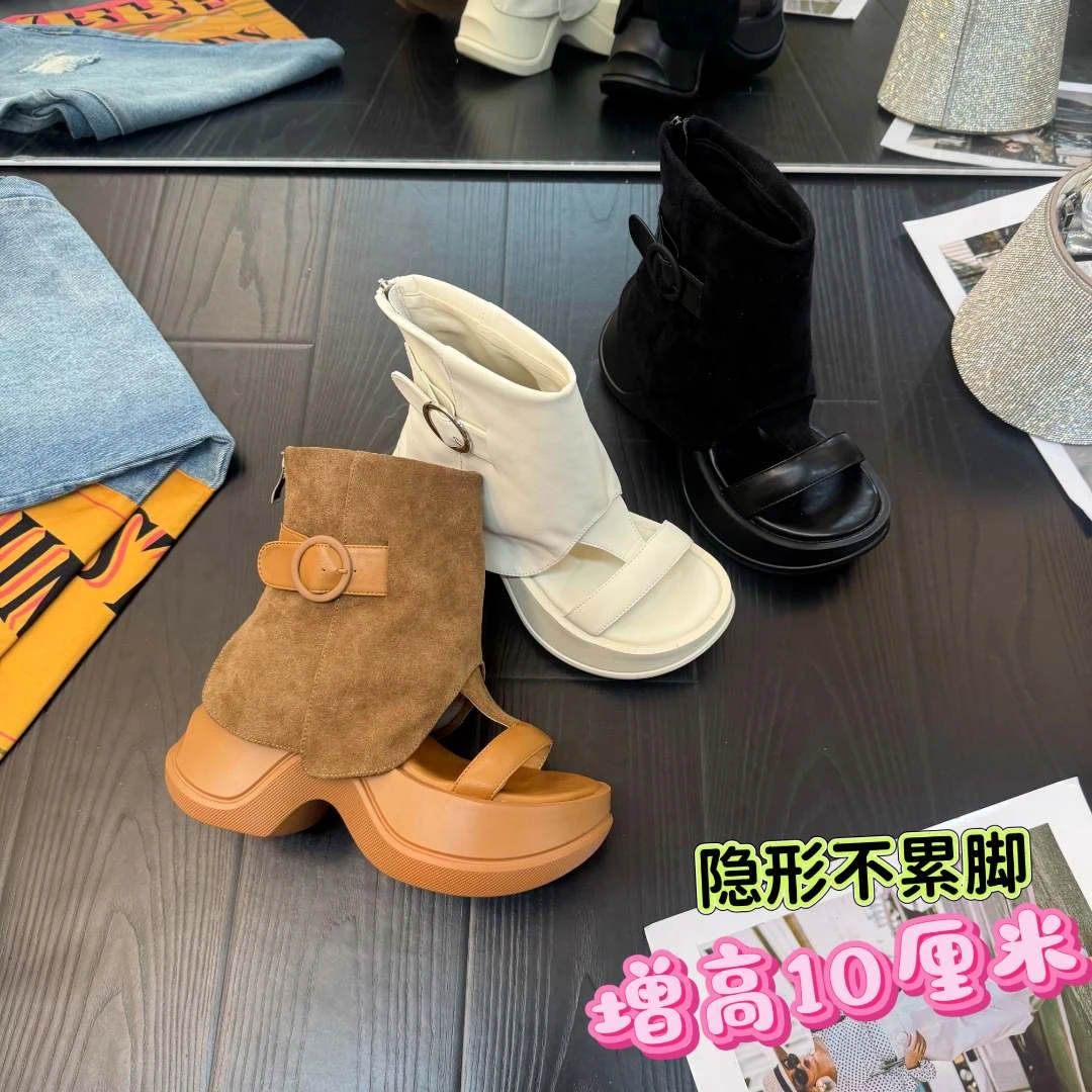 千之恋现货增高10CM2025夏季轻奢爆款休闲百搭凉鞋透气女鞋8917
