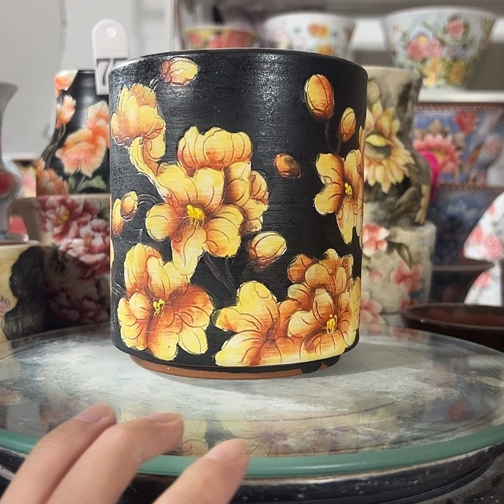 景德镇幸运花盆手绘韩式花盆