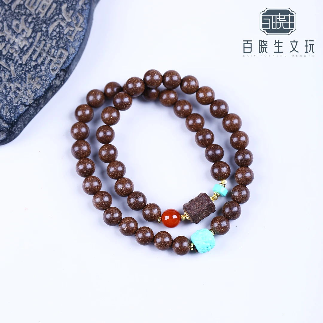 【百晓生】非遗合香-「双圈款-七子白」8mm双圈合香手串 国风设计