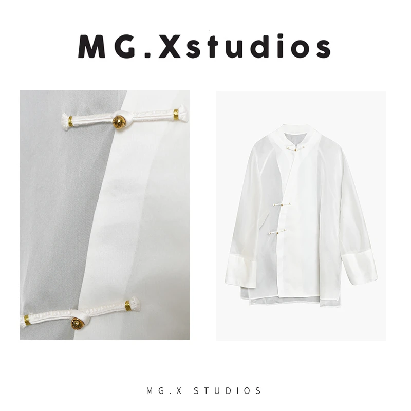 【轻绡】MGX新中式立领盘扣衬衫禅意宽松开衫M54B5828C0JM