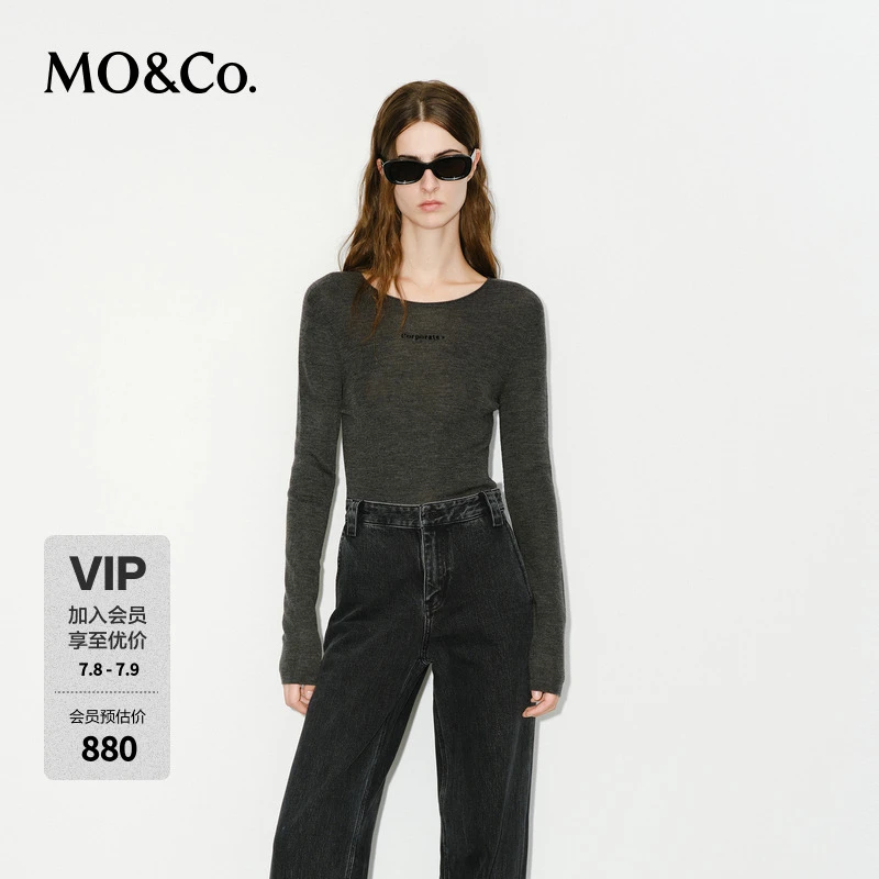 C+系列MOCO针织衫冬绵羊毛植绒标语微卷MBD4SWT018