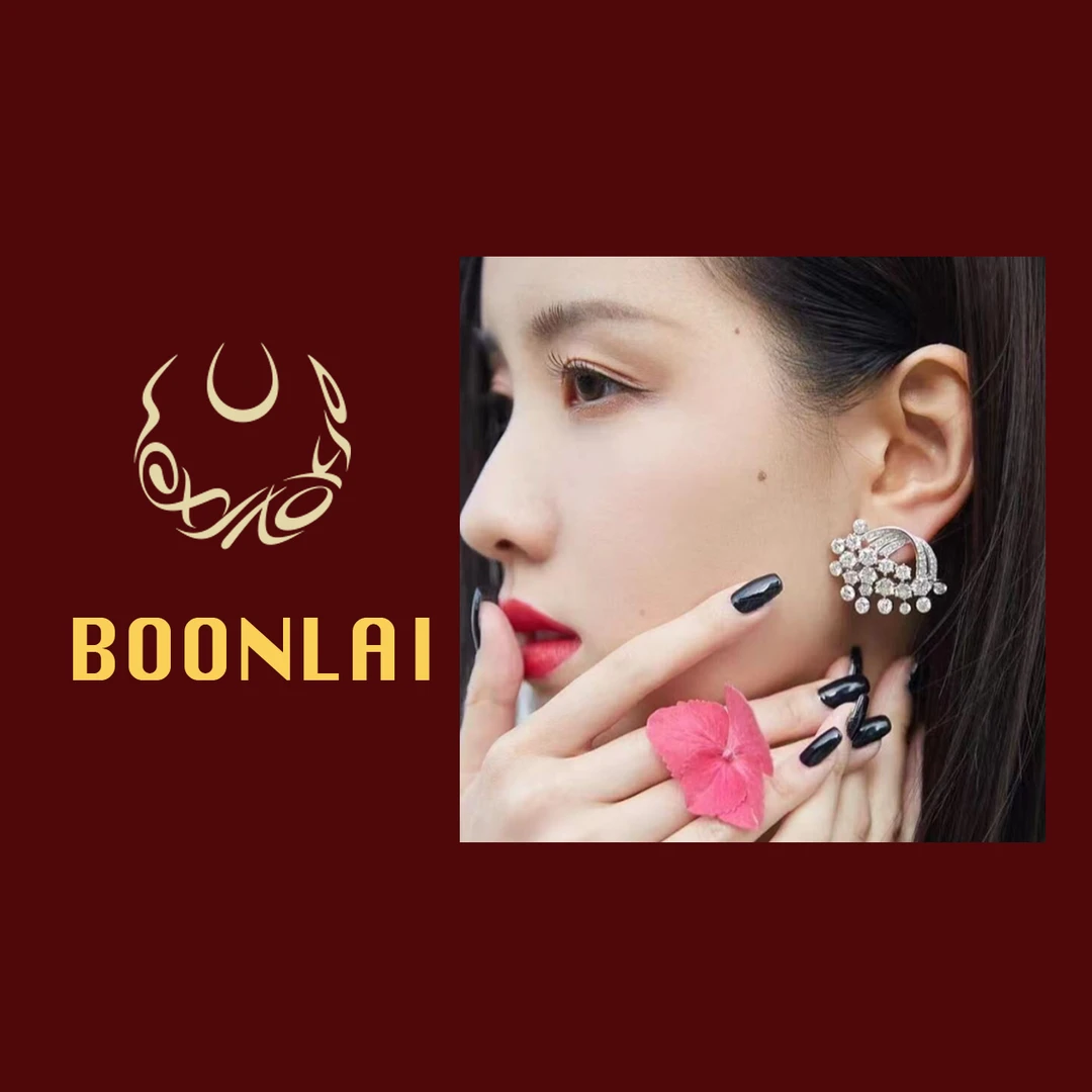 铜合金莫桑石耳饰 Boonlai 满钻奢华立体波浪耳环701