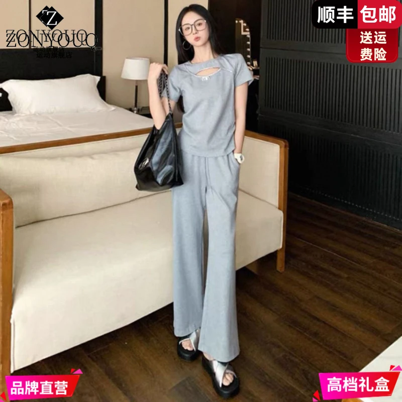 ZONYOUQ2025年时尚韩版夏天新款短袖薄款休闲套装女气质减龄运动
