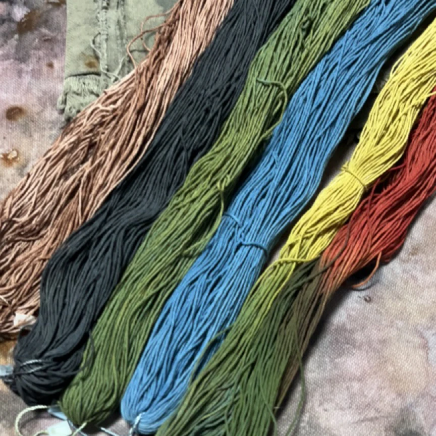 手工植物染色布 兰宫玉兔专拍