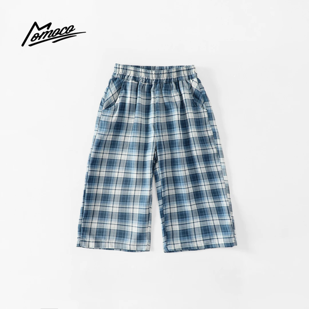 MOMOCO夏季男童韩版休闲裤复古潮流潮流格子裤子77230354038