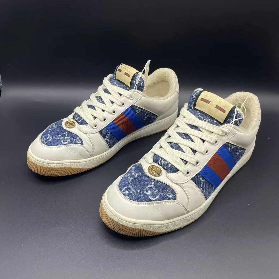 95新 GUCCI/古驰 时尚休闲牛仔蓝低帮脏脏鞋多尺码