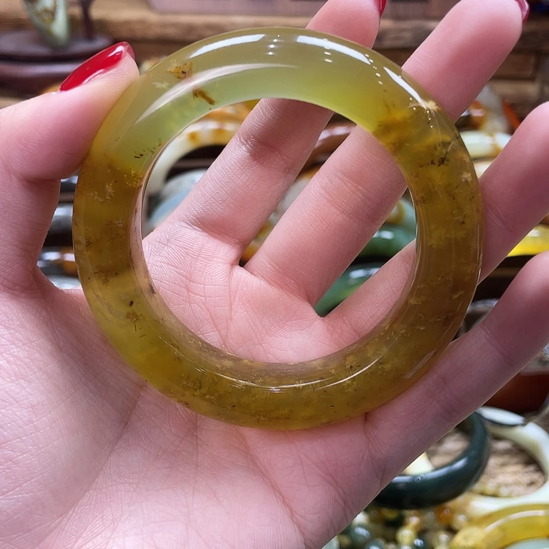 富***喵蛇纹石玉未镶嵌手镯