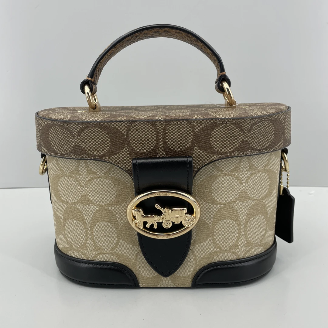 95新 COACH/蔻驰 乔治georgie深浅老花盒子包20*14*10cmM070203