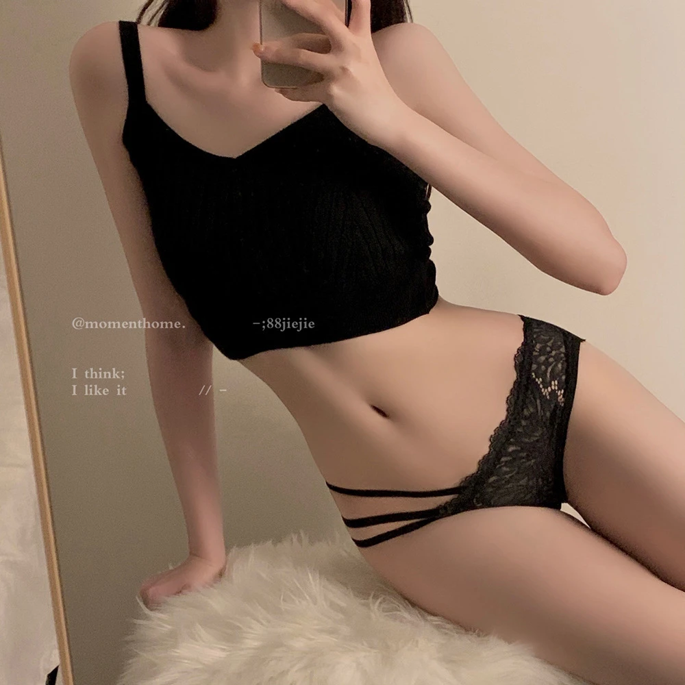 性感镂空轻奢蕾丝绑带内裤女透气舒适低腰女士三角内裤辣妹欧美