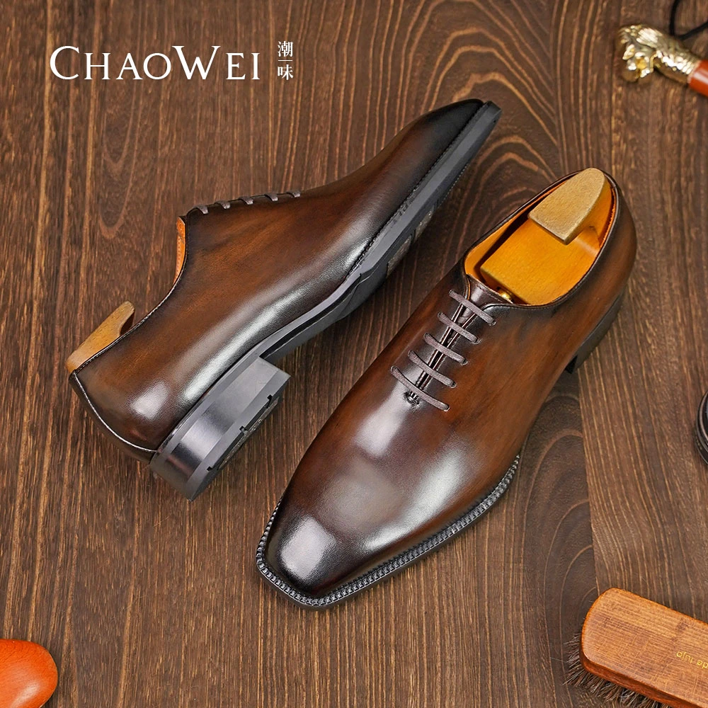 【现代固特异】皮中底缝线底布雷克商务正装皮鞋方头手工皮鞋B274