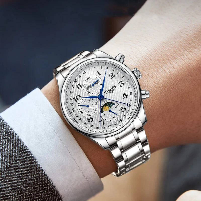 八针月相系列 男士全自动多功能机械表（柏总）新