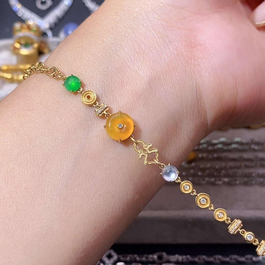 翡翠18K金镶嵌颈饰手链