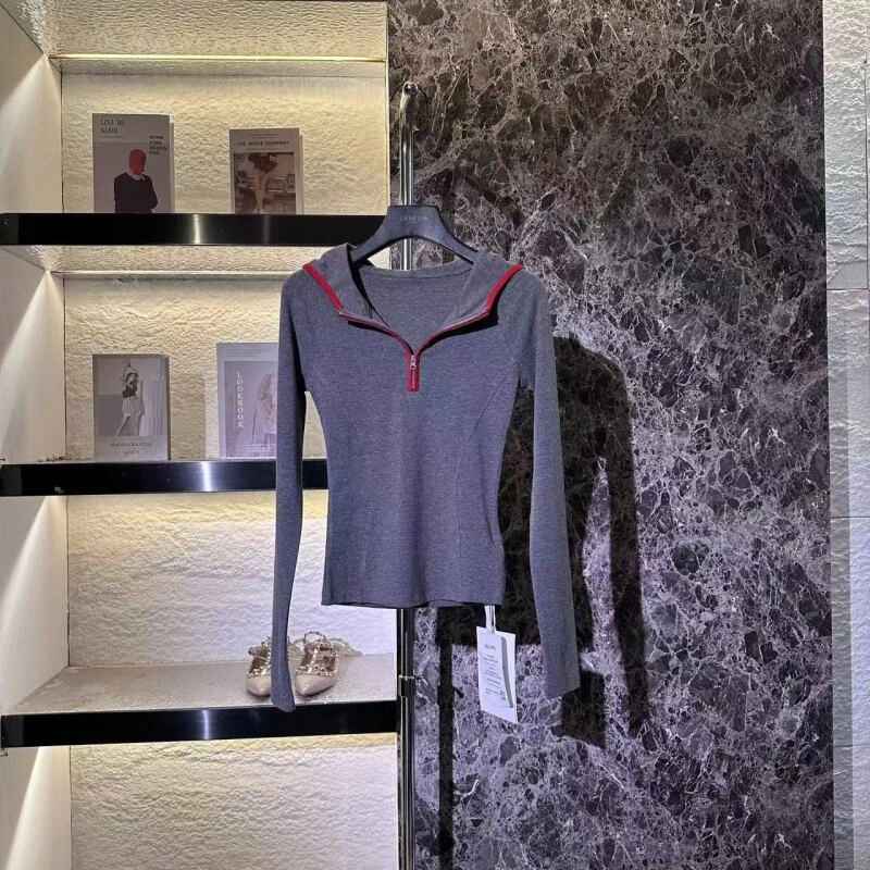 287*2025新款洋气长袖灰色设计上衣A030106