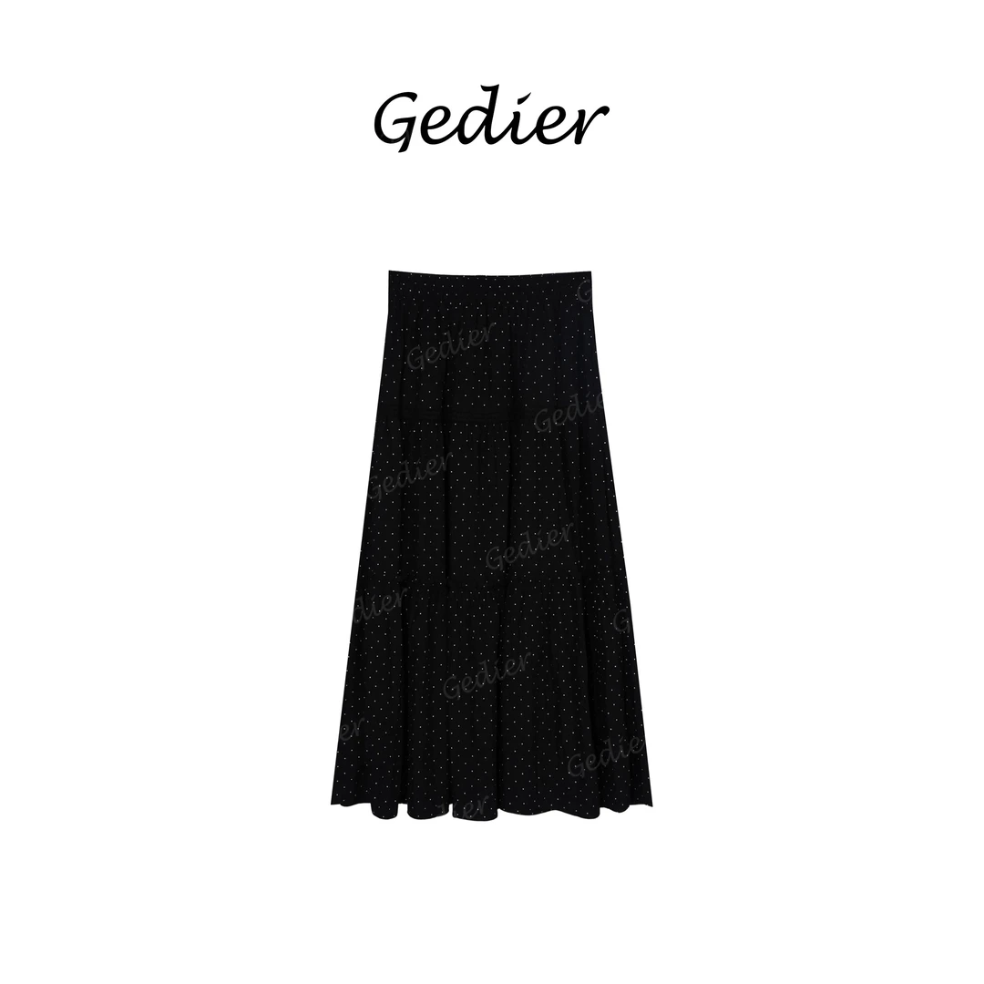 【歌蒂尔】2025春款欧若风时尚黑色波点半长裙 EG520023Y