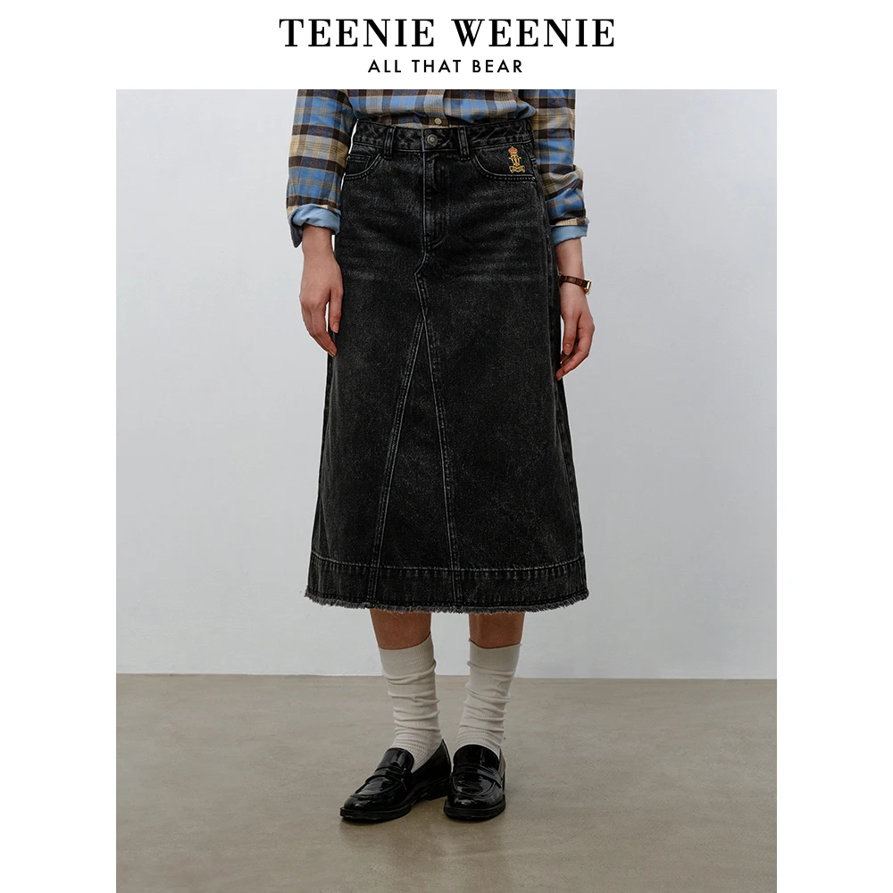 【达人专属】TeenieWeenie小熊女装半裙A字裙设计感开叉TTWJ248T01N
