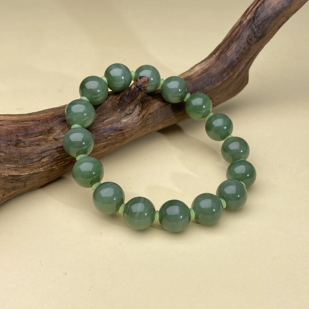 【小北好物】和田玉单圈手串 2QH55X179【多样性发一】约11mm+16颗