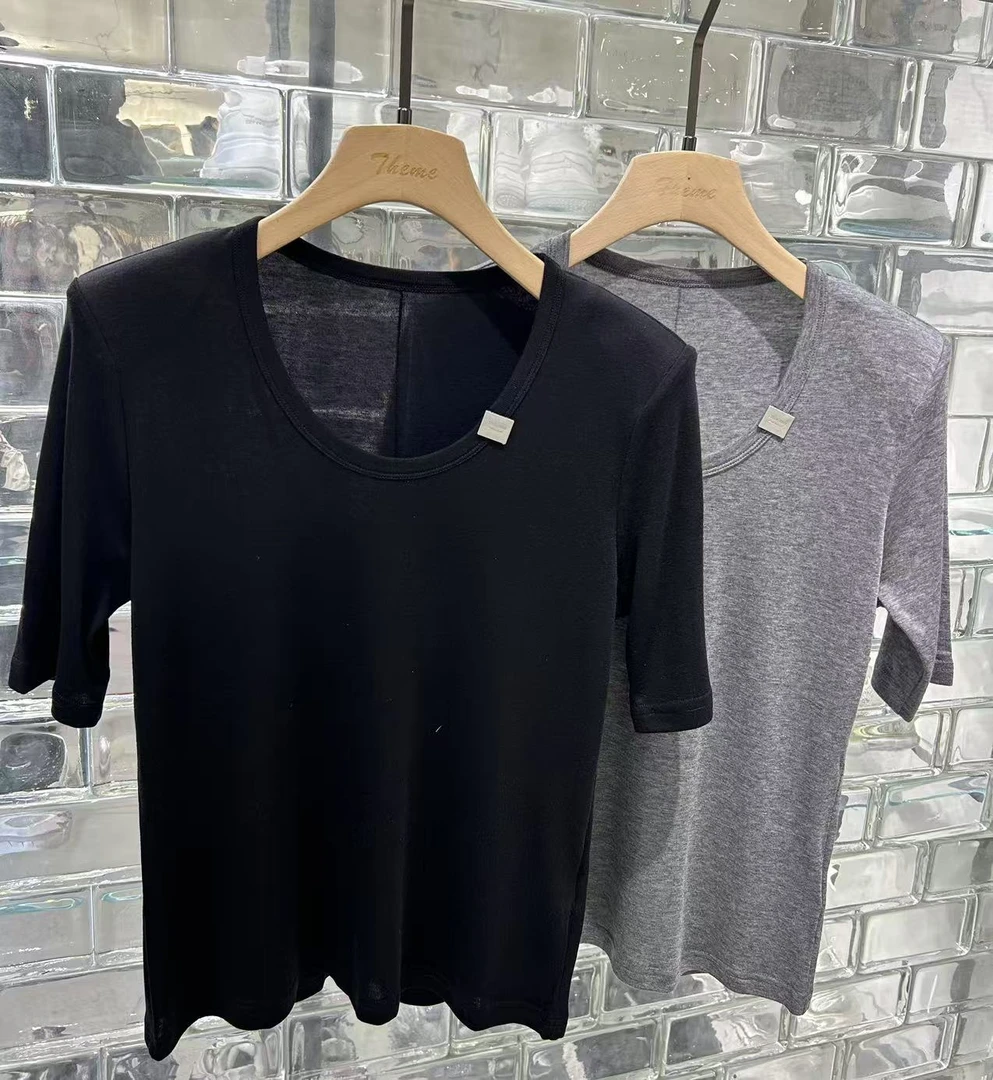 2503-2583 时尚纯色U针织短袖T恤