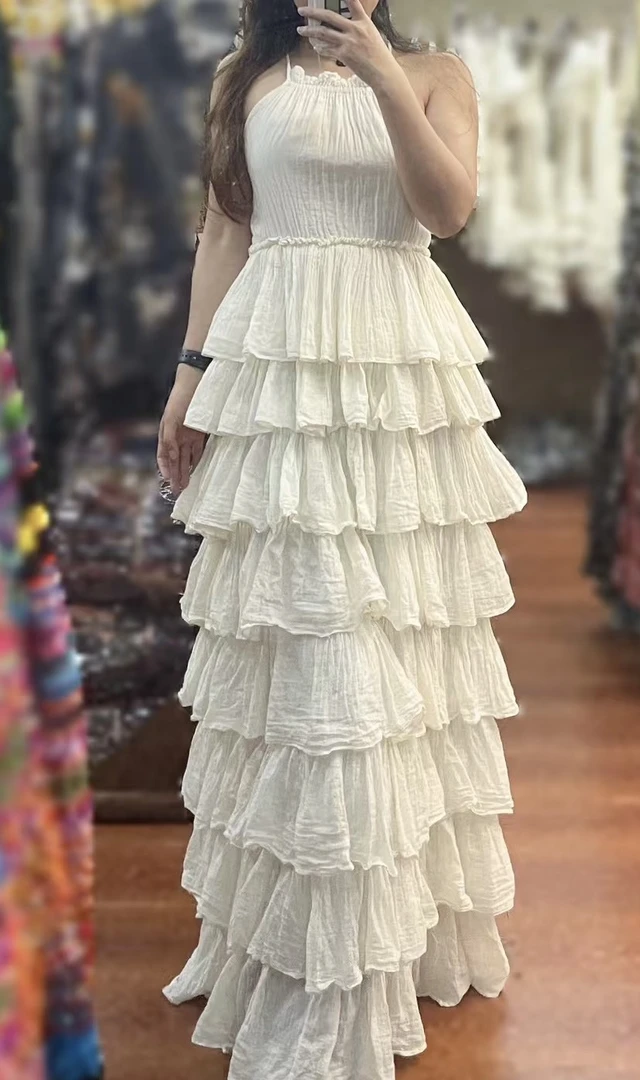 泰国波西米亚百褶连衣裙法式气质夏季长款连衣裙