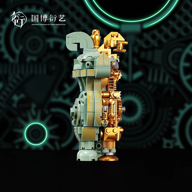 中国国家博物馆青铜机甲四羊方尊鸮尊益智拼装模型玩具儿童礼物