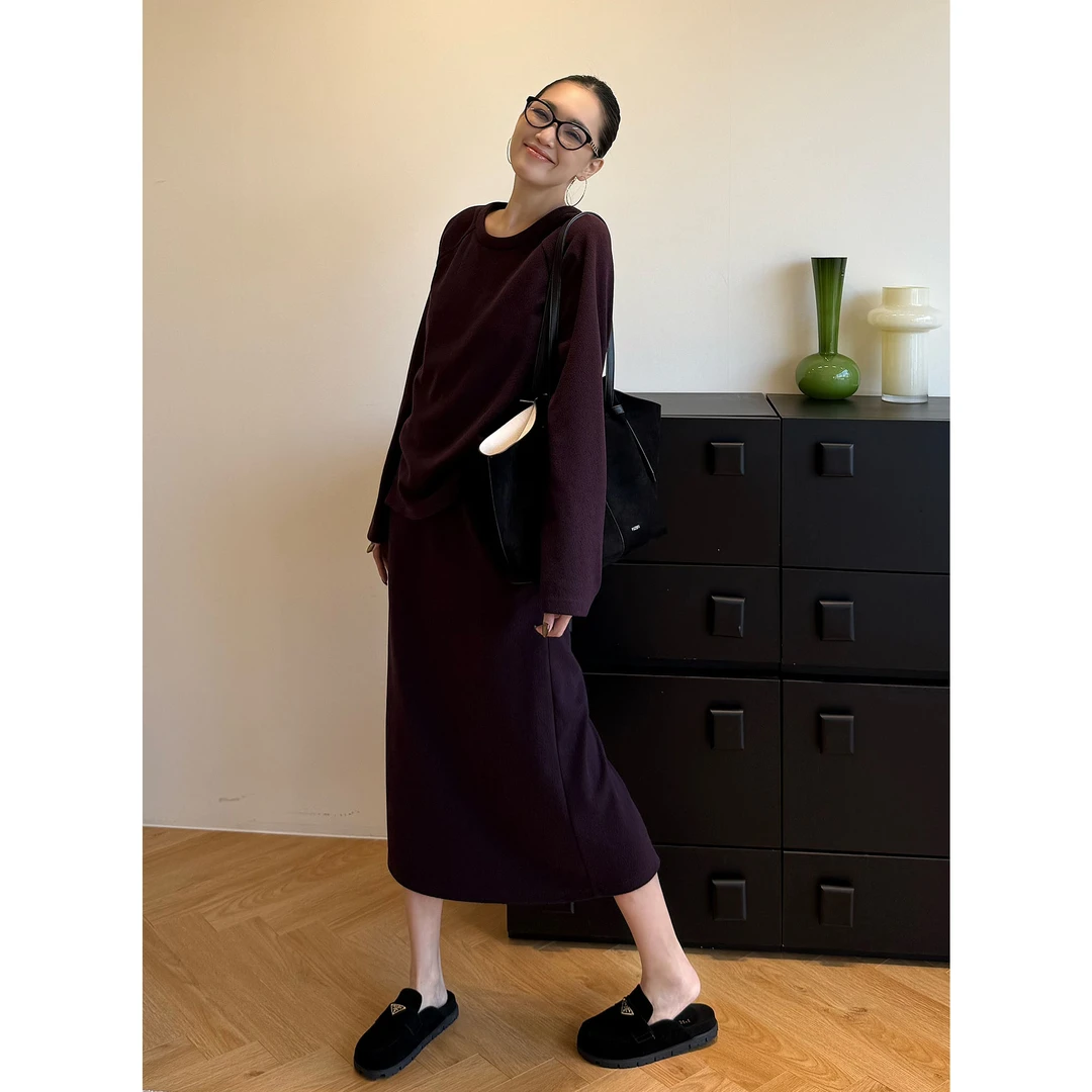 紫紫   雾霭紫套装  桑蚕丝绵羊毛治愈系松弛同频套装ZD09TZYL702