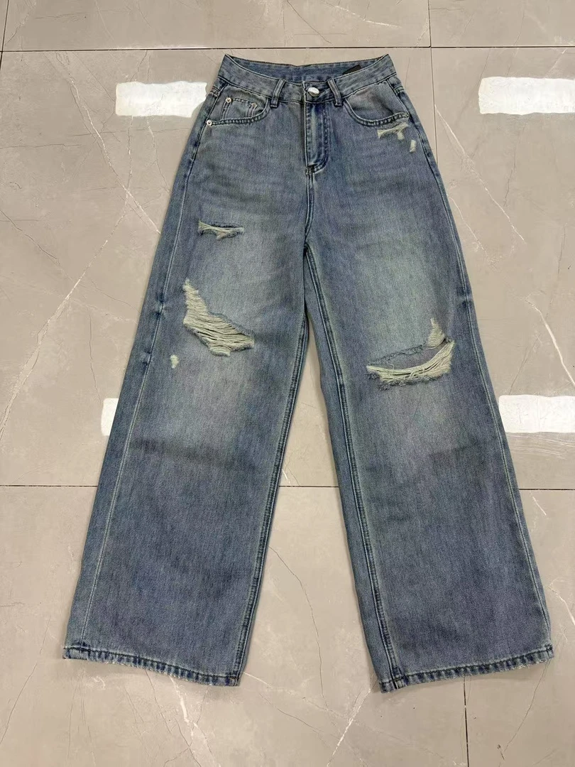 年中宠粉【918】夏季薄款中高腰直筒阔腿牛仔裤