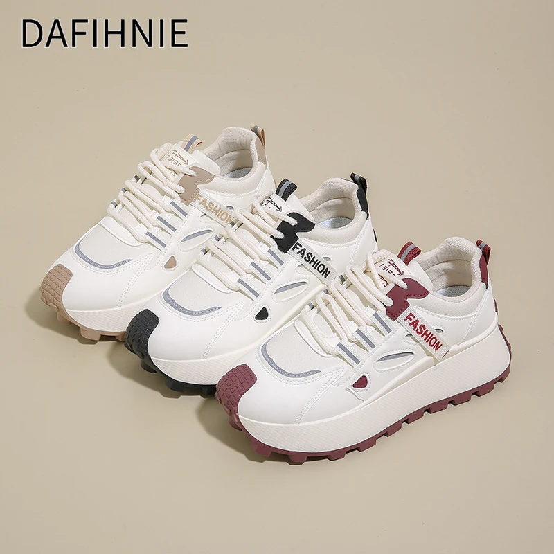 DAFIHNIE爆款女鞋2025年秋季新款韩版百搭休闲鞋皮面时尚阿甘鞋