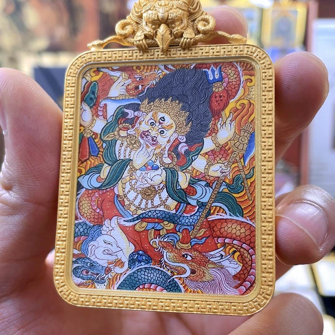 吊坠热贡纯手绘精品白六级唐卡