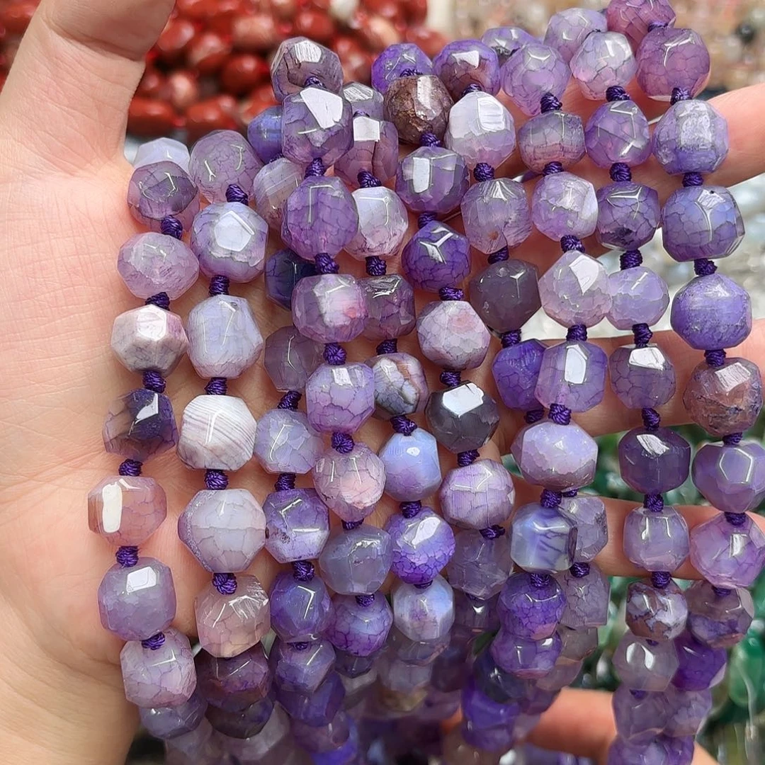 玛瑙/玉髓未镶嵌珠宝半成品12×13紫龙纹玛原切一条